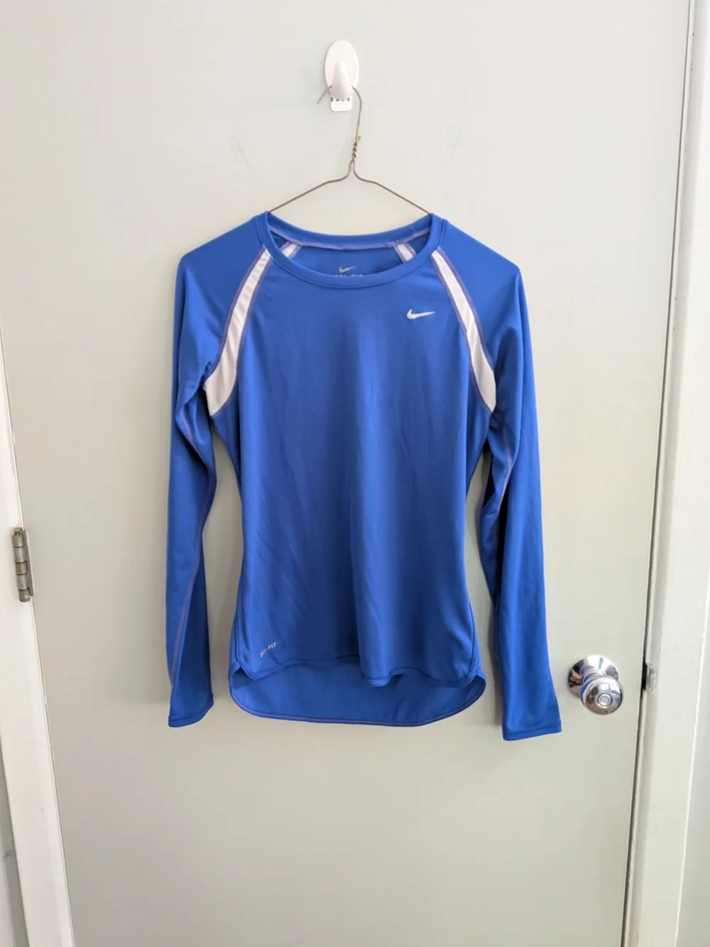 Nike Dri-FIT Royal Blue Long Sleeve Running Top Shirt Contrast Mesh Panel Gorp